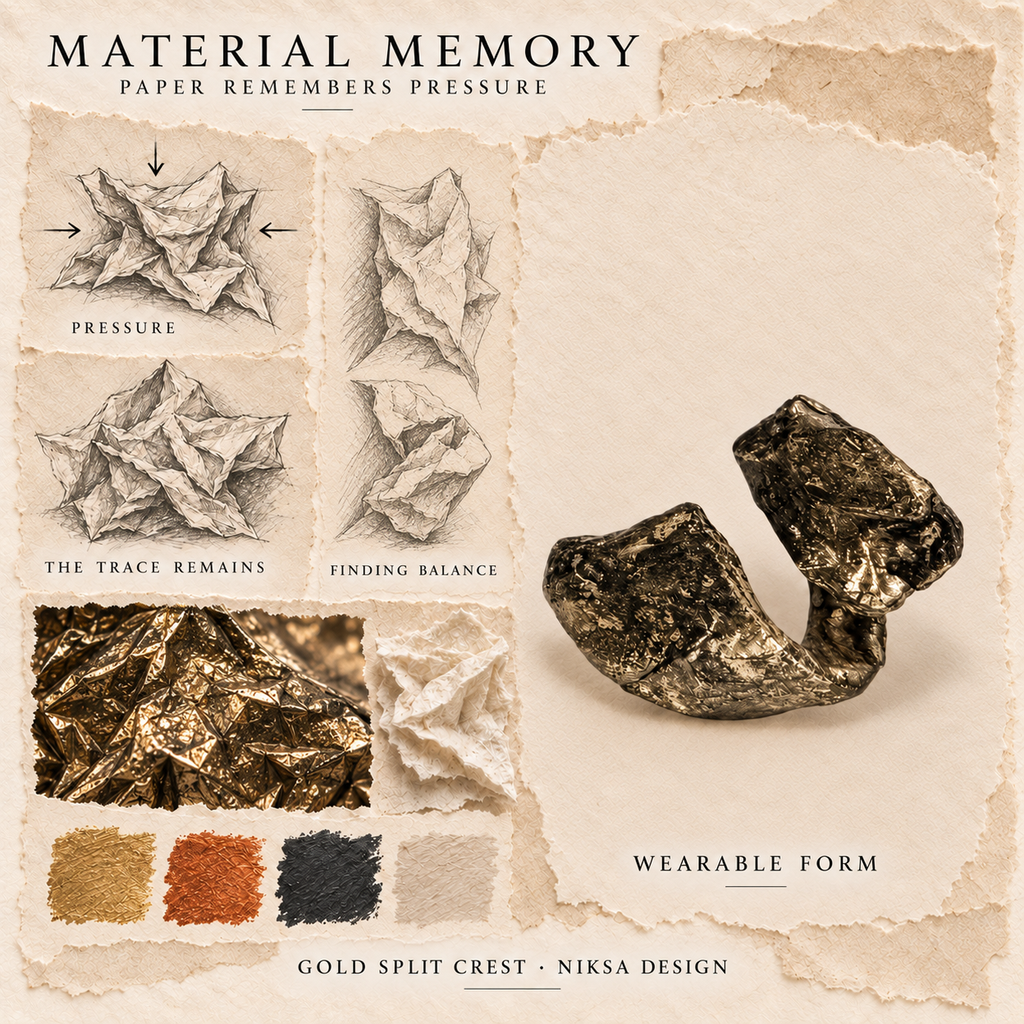 Gold Split Crest — Material Memory concept
