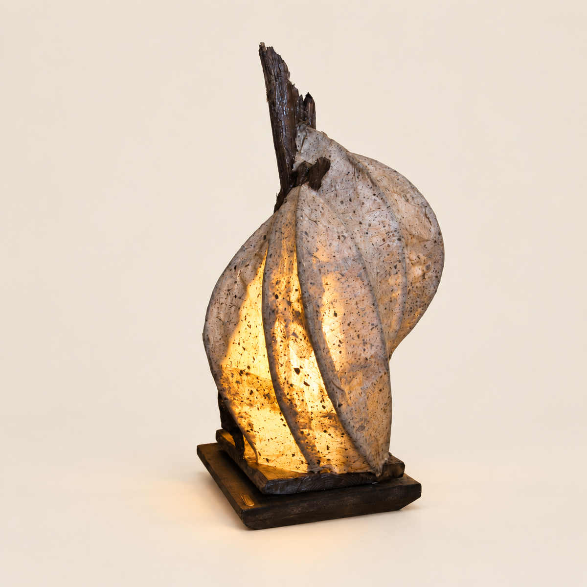 Whirlwood sculptural lamp, additional original angle 1 on warm ivory