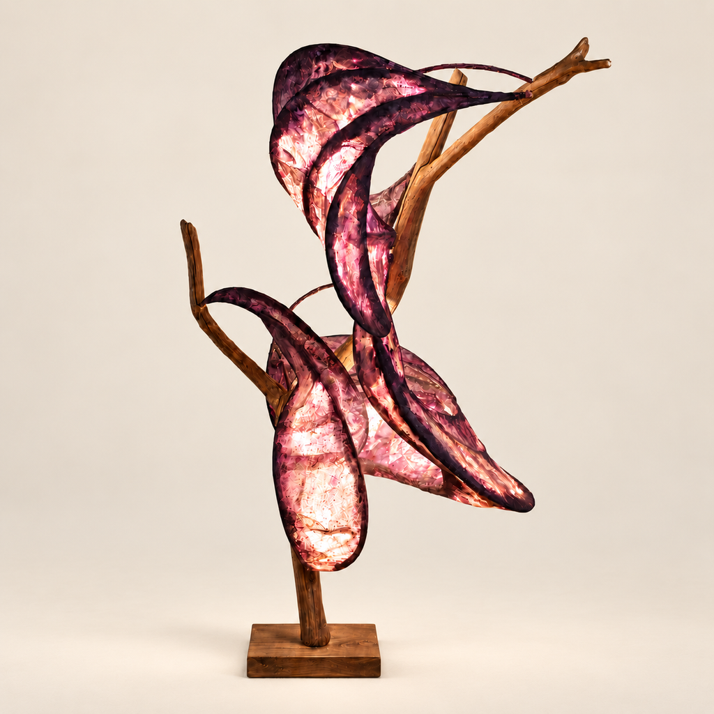 Wild Tulip sculptural lamp, main view on warm ivory