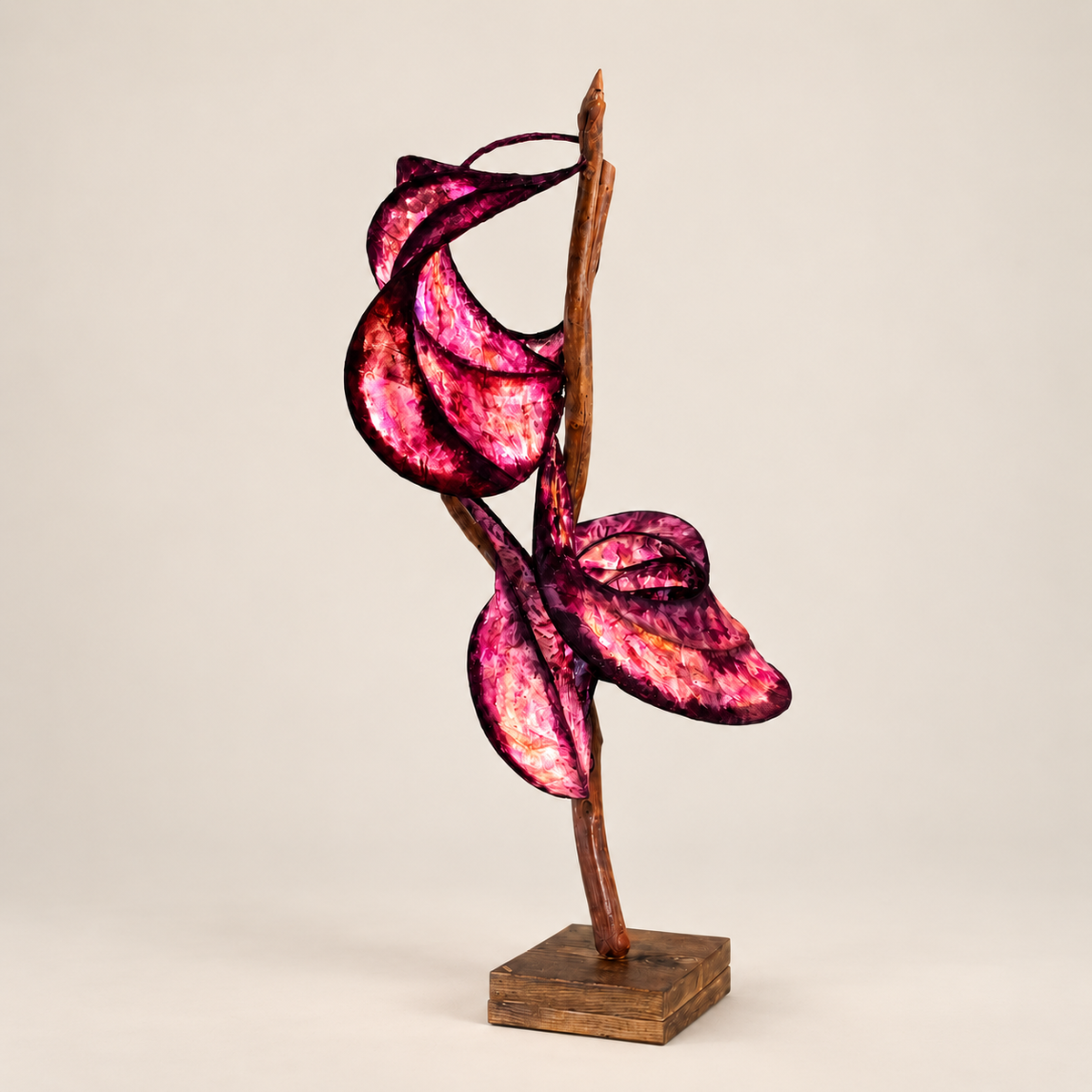 Wild Tulip sculptural lamp, additional original angle 1 on warm ivory