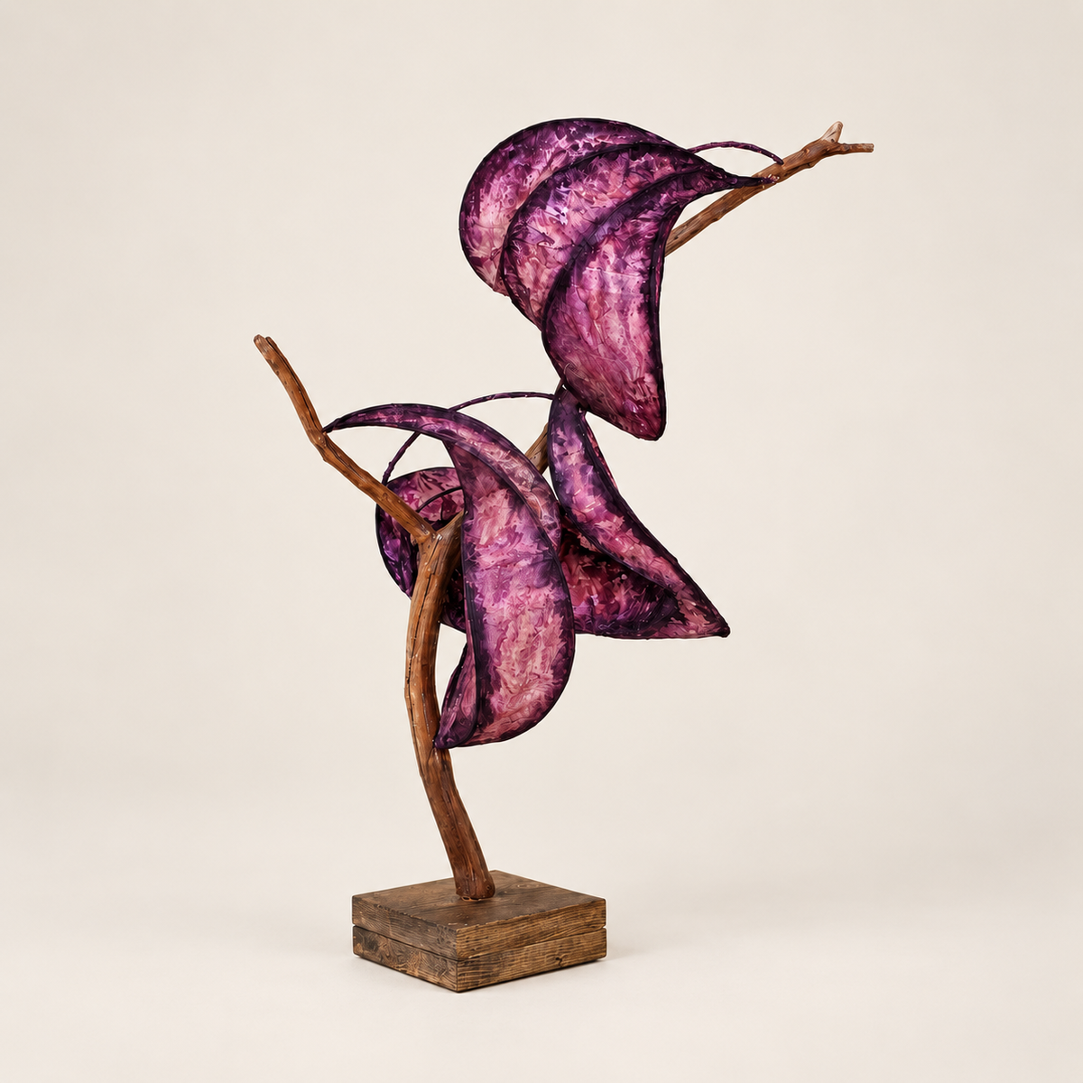 Wild Tulip sculptural lamp, additional original angle 2 on warm ivory