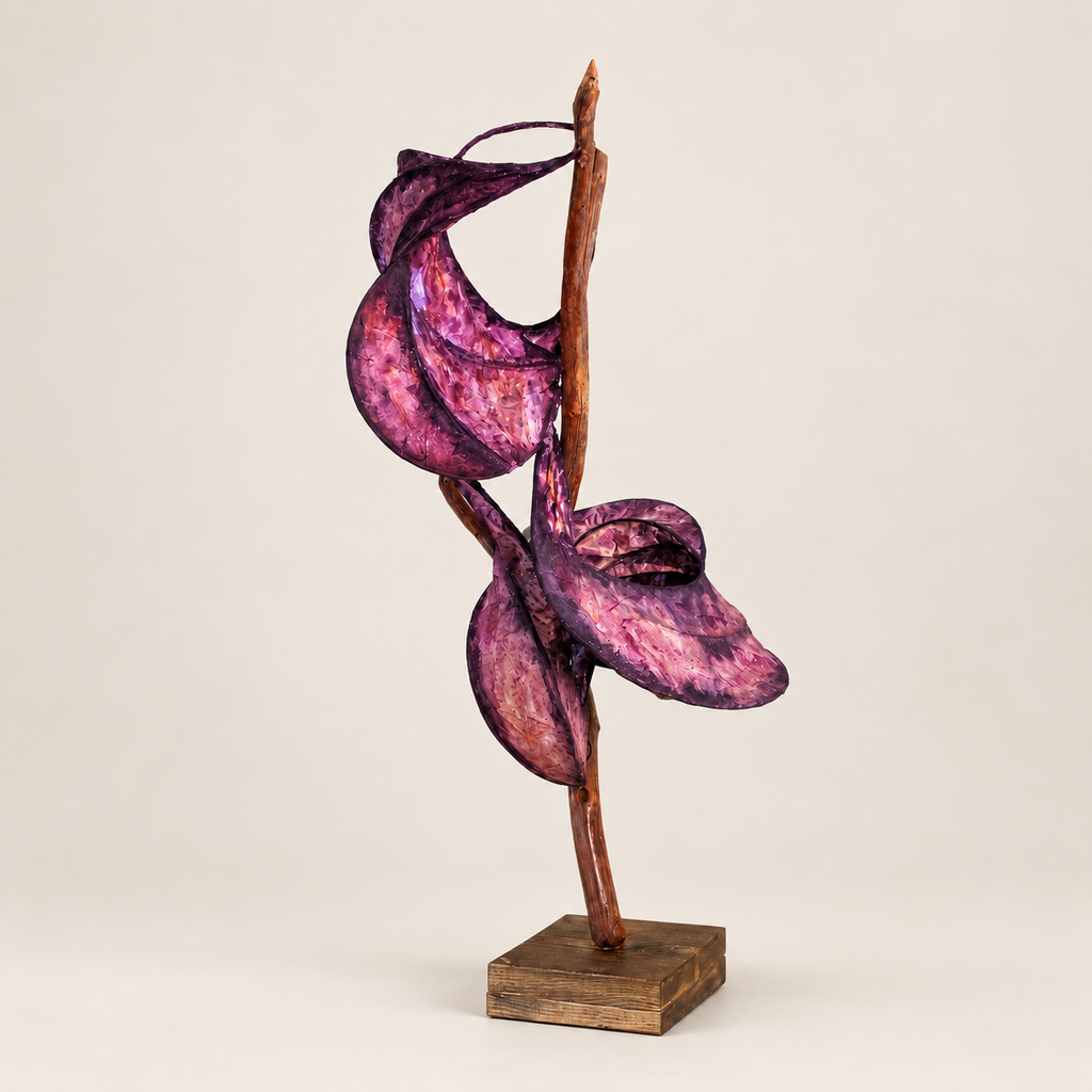 Wild Tulip sculptural lamp, additional original angle 3 on warm ivory